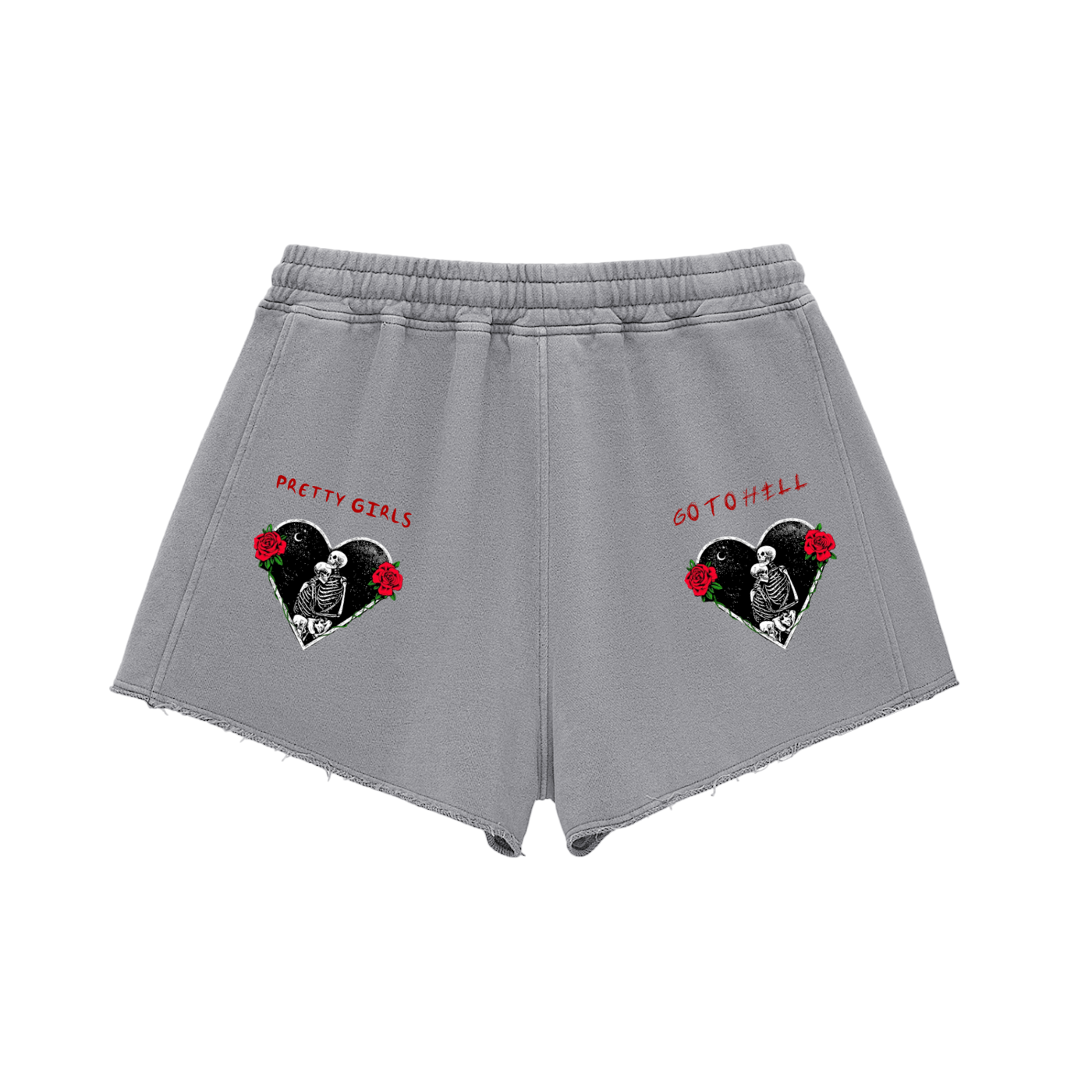 PRETTY GIRLS GO TO HELL Snow Washed Raw Edge Drawstring Shorts