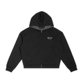 Contrast Plaid Boxy Zip Hoodie