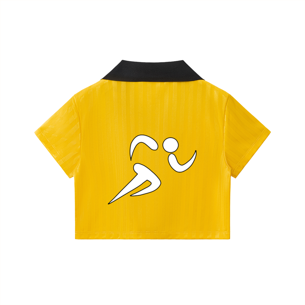 Contrast Collar Striped Cropped Jersey