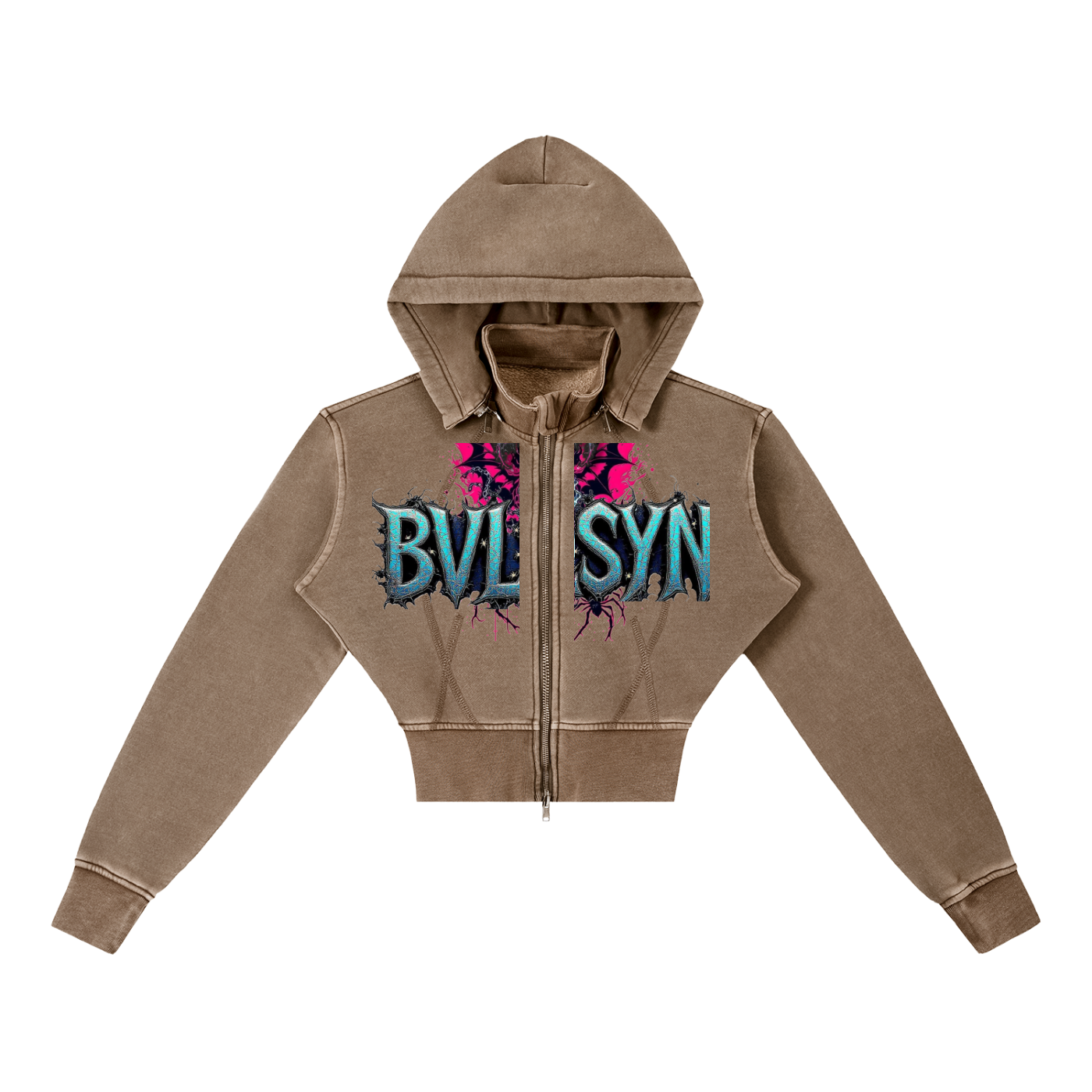 SYNNER Vintage Washed Cropped Fleece Hoodie