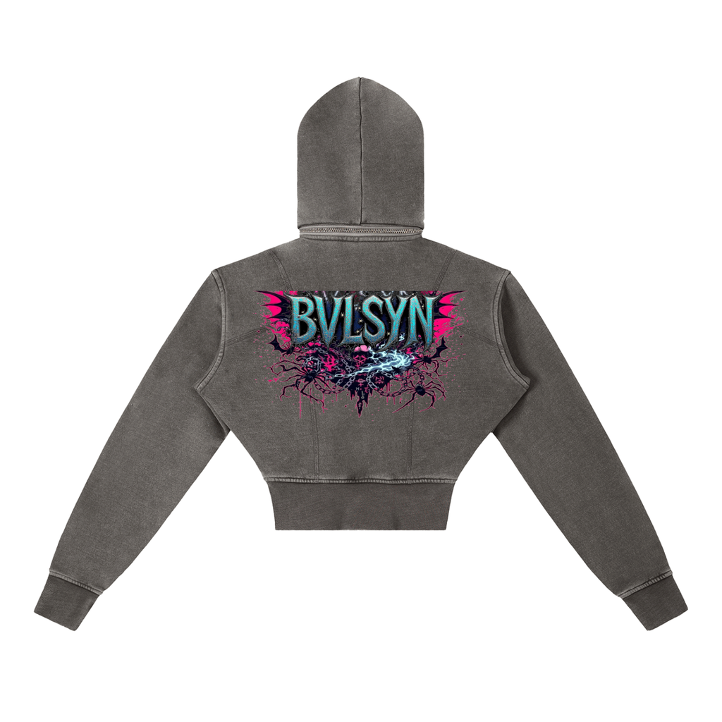 SYNNER Vintage Washed Cropped Fleece Hoodie