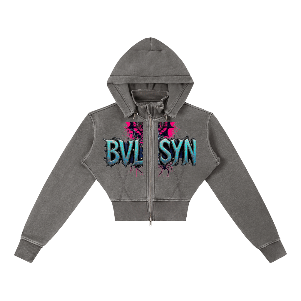 SYNNER Vintage Washed Cropped Fleece Hoodie