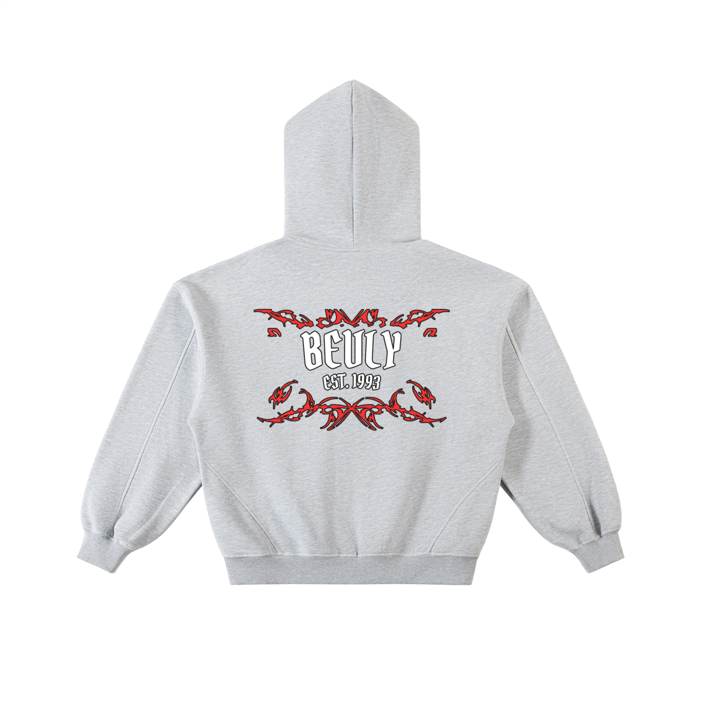 Contrast-Stitched Boxy Fleece Zip Hoodie