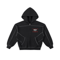 Contrast-Stitched Boxy Fleece Zip Hoodie