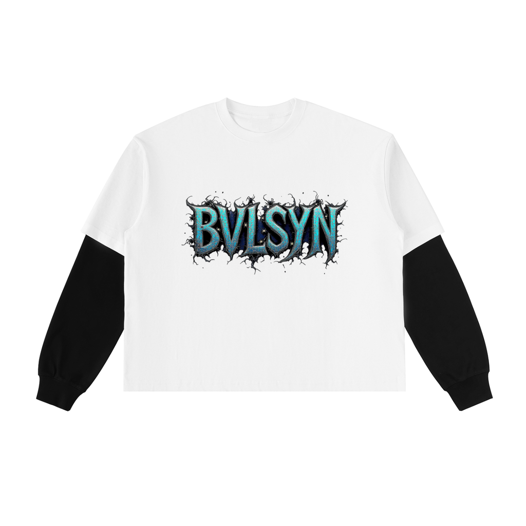 Layered Contrast Sleeve Cotton T-Shirt