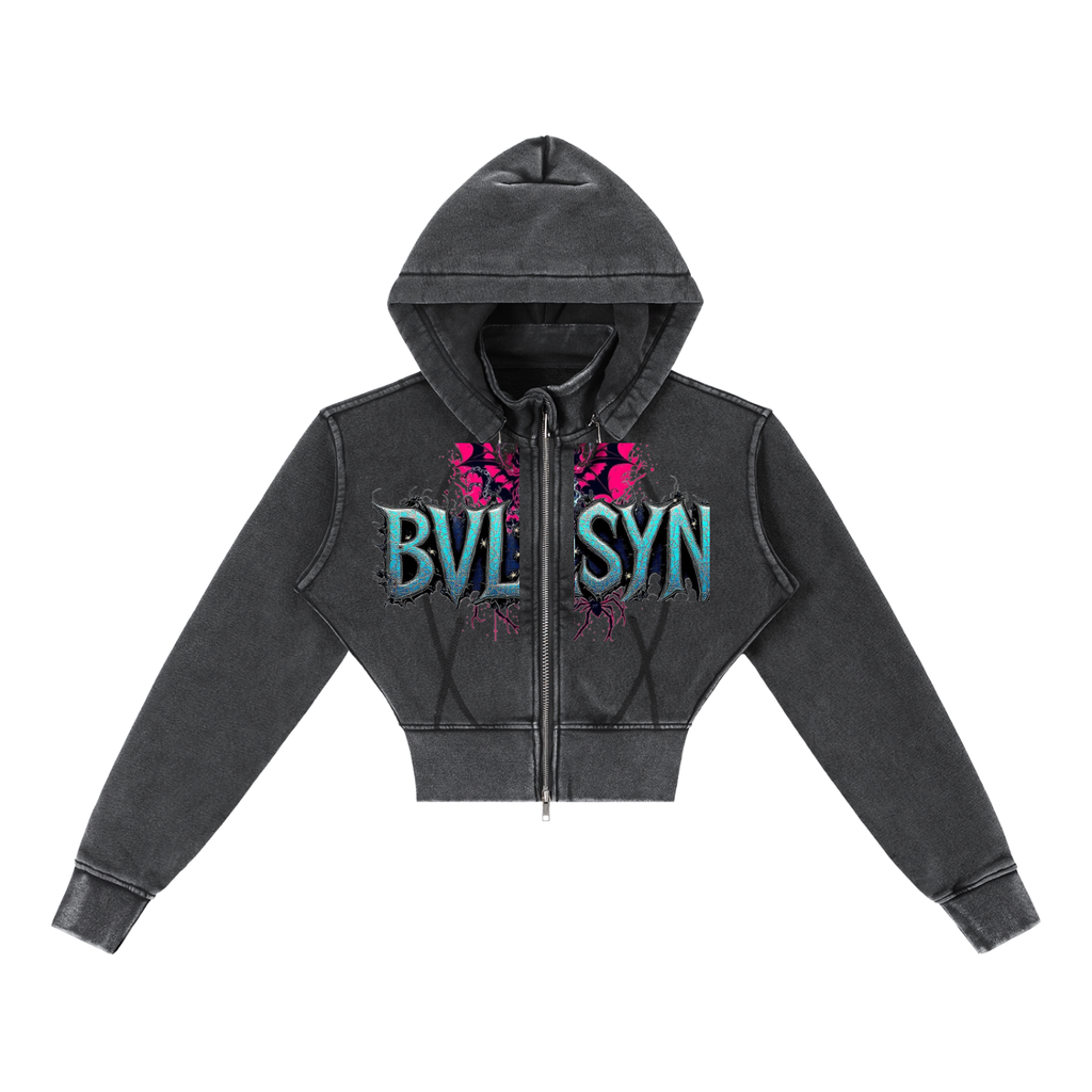 SYNNER Vintage Washed Cropped Fleece Hoodie