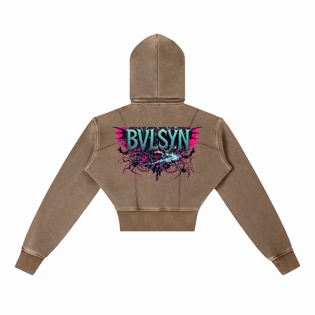 SYNNER Vintage Washed Cropped Fleece Hoodie