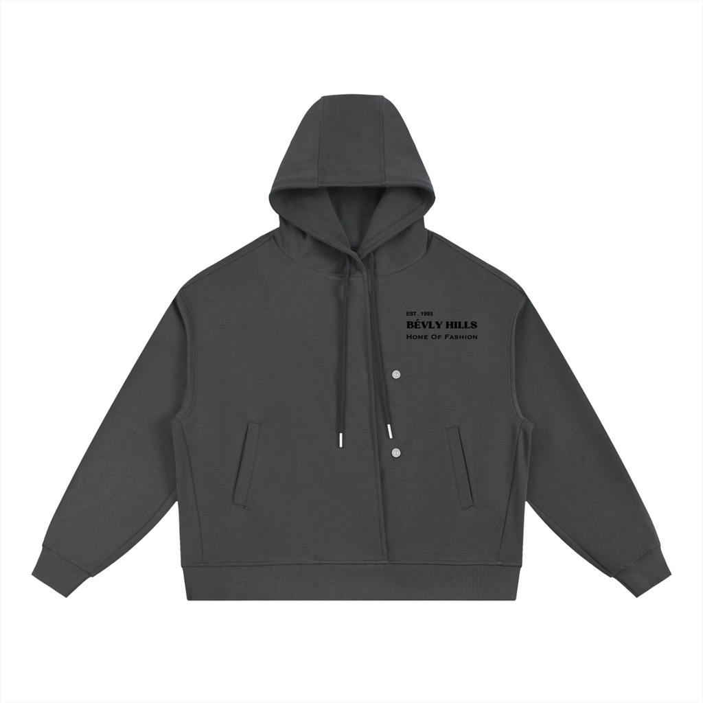 Home Of Fashion Boxy Button Placket Hoodie