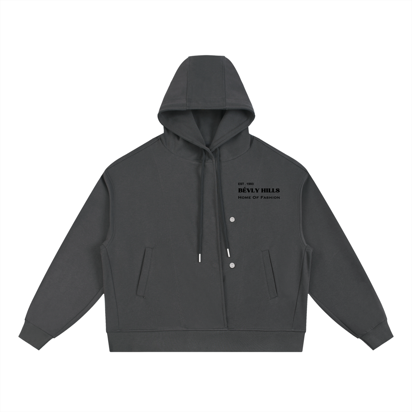 Home Of Fashion Boxy Button Placket Hoodie