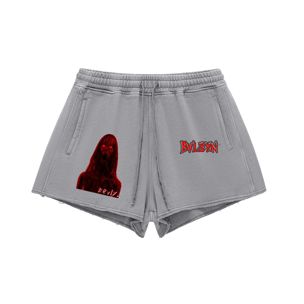 PRETTY GIRLS GO TO HELL Snow Washed Raw Edge Drawstring Shorts