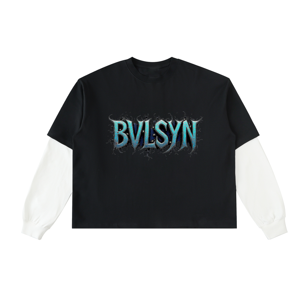 Layered Contrast Sleeve Cotton T-Shirt