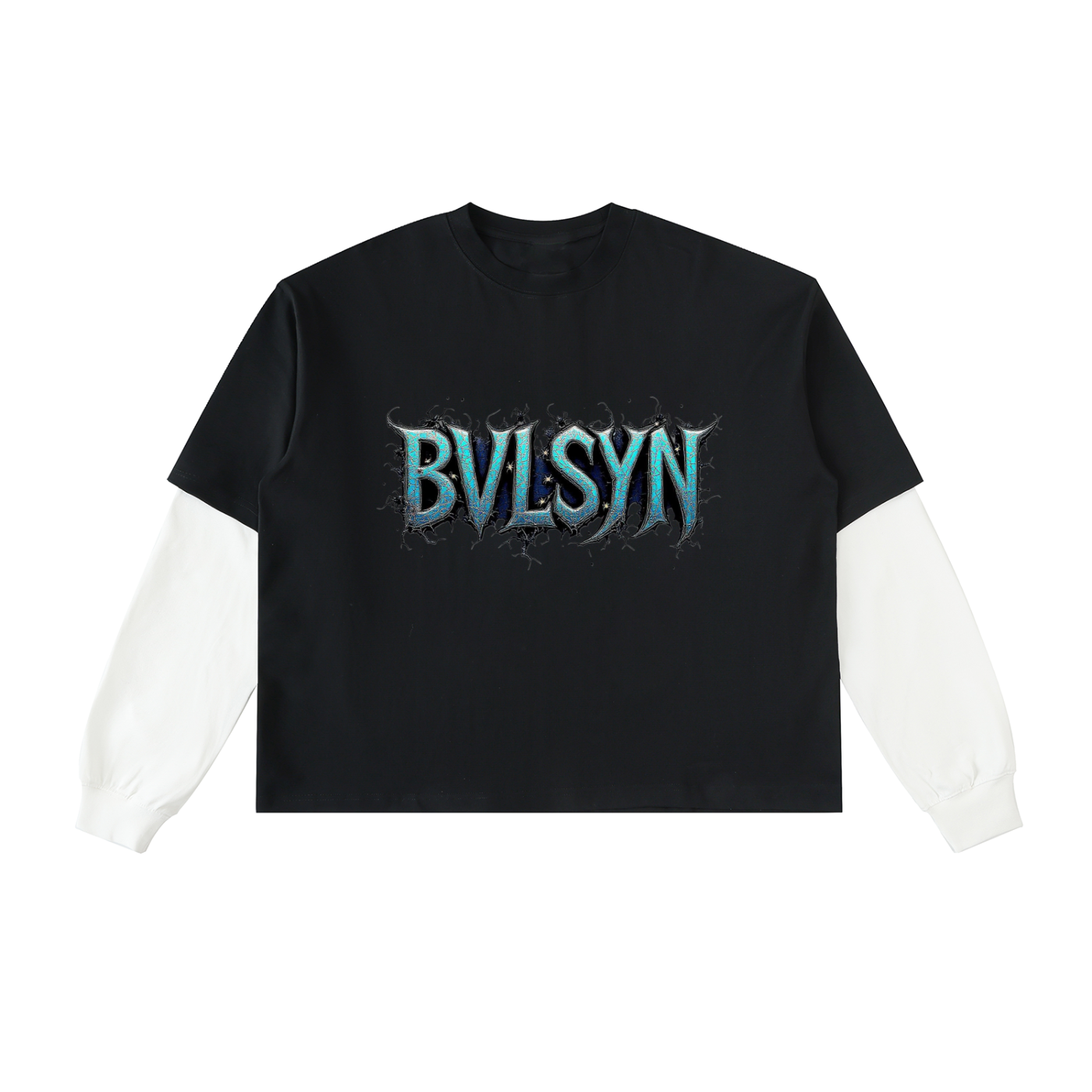 Layered Contrast Sleeve Cotton T-Shirt