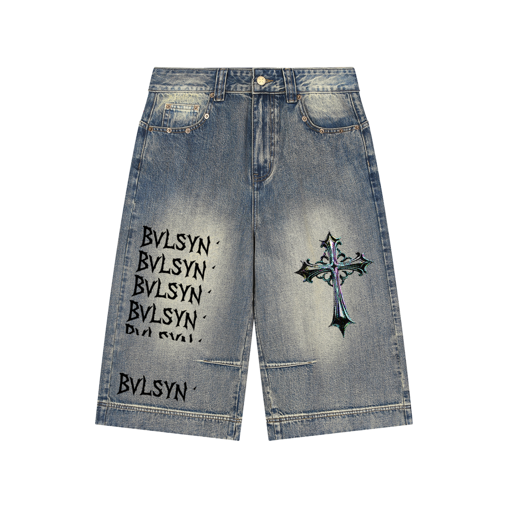 Vintage Wash Baggy Denim Shorts