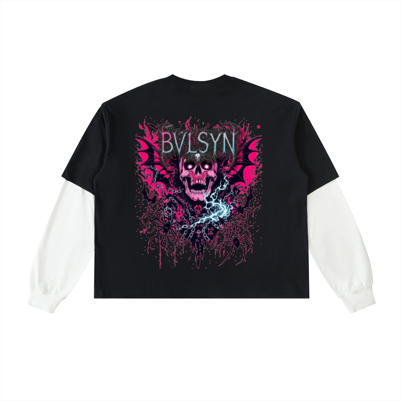 Layered Contrast Sleeve Cotton T-Shirt